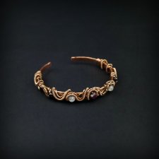 Miedziana bransoleta mankietowa z granatem