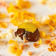 Broszka z jamnikiem Cackiem