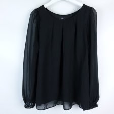 F&F czarna szyfonowa bluzka bufki 16 / 44