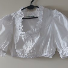 Biała bluzka krótka  ludowy styl cottagecore