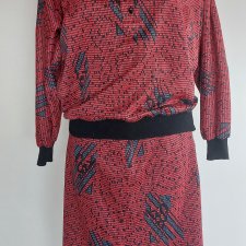 Zestaw bluzka + spódnica midi  vintage lata 80-te