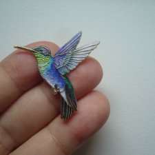 EMALIOWANA PIN PRZYPINKA BROSZKA PTAK KOLIBER