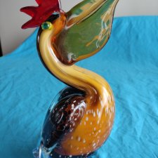 Figurka pelikana Murano szkło weneckie ręcznie robiona kolekcjonerska dekoracja MCM, Rare