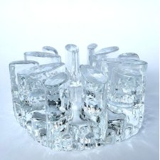 Bel Mondo Glass duży skandynawski podgrzewacz świecznik z grubego szkła vintage lata 70 mid‑century