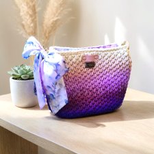 Torebka worek fiolety krem na ramię wodoodporna