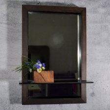 Lustro z półką – świerk barwiony, szkło i grafit