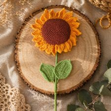 Szydełkowy słonecznik handmade – dekoracja boho ,unikatowy prezent