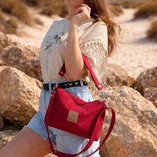 Mini torebka z Czerwonego nubuku