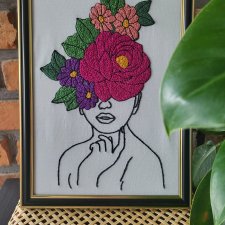 Ręcznie haftowany obraz 'Róża'