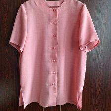 Bluzka bez kołnierzyka ciemny róż