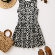 Nowa Princeska Atmosphere sukienka elegancka rozkloszowana we wzory