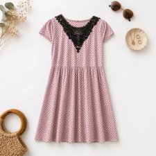 Sukienka w kropki w stylu retro vintage pin up dress koronkowy kołnierzyk