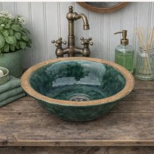 Umywalka nablatowa ceramiczna zielona – designerska misa do łazienki