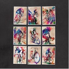 Rowerzyści 2 - zestaw 9 grafik 15x21 cm