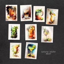 Drinki - zestaw 9 grafik 15x21 cm