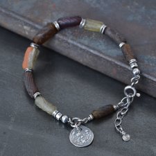 Bransoletka z brązowym i żółtym szkłem antycznym