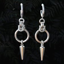 Kolczyki chainmaille z kolcem stal chirurgiczna gothic punk cyber goth