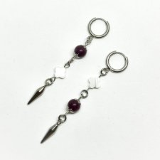 Kolczyki z granatem i koniczyną z masy perłowej whimsigoth / gothic / witchy