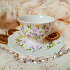 Stokrotki i niezapominajki ręcznie malowany komplet