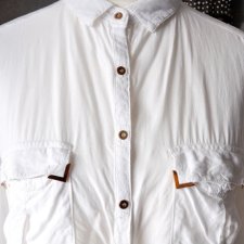 Biała bluzka miedziane detale elegancka boho XS S