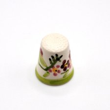 Kolekcjonerski naparstek z porcelany kwiaty malowany ręcznie sygnowany