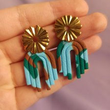 Kolczyki z gliny polimerowej szmaragdowe marmurki