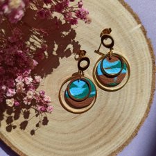 Kolczyki z gliny polimerowej szmaragdowe marmurki