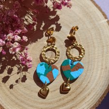 Kolczyki z gliny polimerowej szmaragdowe marmurki