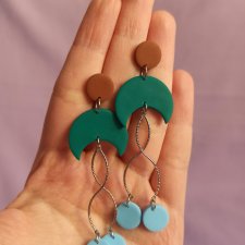 Kolczyki z gliny polimerowej szmaragdowe księżyce