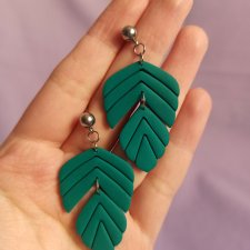 Kolczyki z gliny polimerowej szmaragdowe