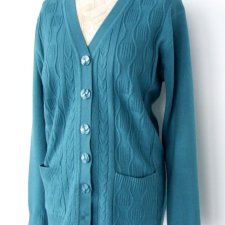 klasyczny turkusowy kardigan z kieszeniami L/XL