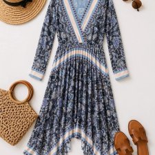 H&M Sukienka długa maxi satynowa asymetryczna