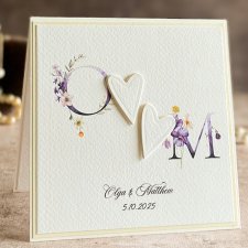 Kartka na ślub z inicjałami Młodej Pary, WP 53e