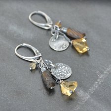 Kolczyki ze szkłem antycznym i cytrynem