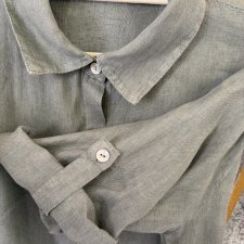 Len długa koszula - sukienka w kolorze khaki Veritas made in Italy rozmiar M