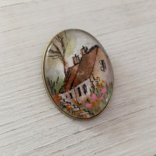 Broszka z mini akwarelą malowana ręcznie