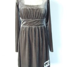 sukienka taupe styl retro romantyczny shabby chic M