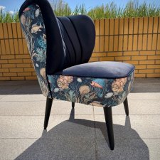 fotel klubowy PRL lata 50 uszak loft koktajlowy welwet