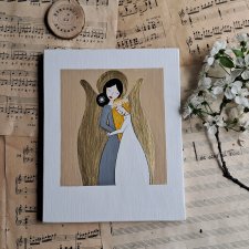 Pamiątka Komunijna Anioł stróż dla dziewczynki blond no 1