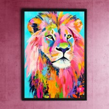 Lew w kolorach - grafika na plakacie na A3