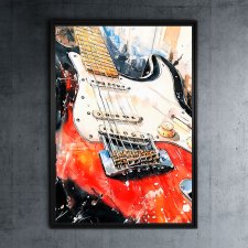 Gitara - grafika na plakacie na A3