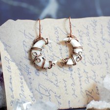 Kolczyki masa perłowa księżyc półksiężyc słowiański miedź antyczna