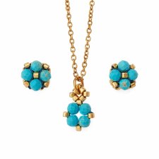 Komplet Biżuterii Turkus - Kolczyki Sztyfty i Naszyjnik