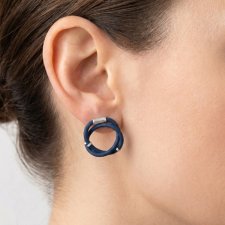 Granatowe kolczyki z kauczuku i srebra (S) / kolekcja SUPŁY