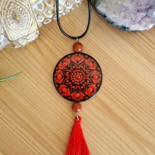 Naszyjnik mandala czakra podstawy z jaspisem - ugruntowanie, siła, poczucie bezpieczeństwa, zaufanie