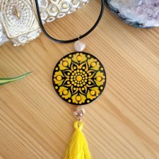 Naszyjnik mandala czakra splotu słonecznego z cytrynem - pewność siebie, siła, odwaga do działania
