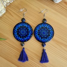 Kolczyki mandala, trzecie oko z lapis lazuli - Intuicja, wewnętrzna mądrość i wgląd w siebie