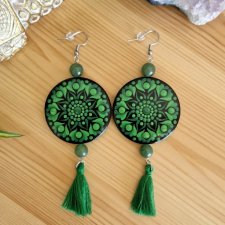 Kolczyki mandala, czakra serca z awenturynem - Miłość do siebie, współczucie, empatia, harmonia