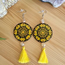 Kolczyki mandala czakra splotu słonecznego z cytrynem - pewność siebie, siła, odwaga do działania