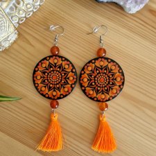 Kolczyki mandala czakra sakralna z karneolem - przepływ, emocje, kreatywność, wyrażanie siebie